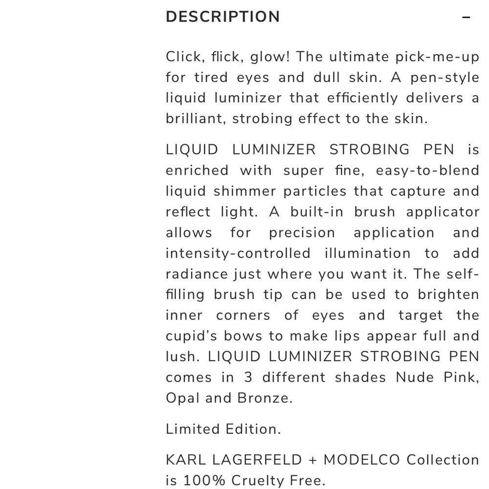 Karl Lagerfeld+ModelCo Liquid Strobing Pen Bronze NWT - Picture 6 of 7